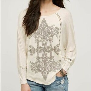 Meadow Rue Embroidered Dolman Top XS Anthropologie